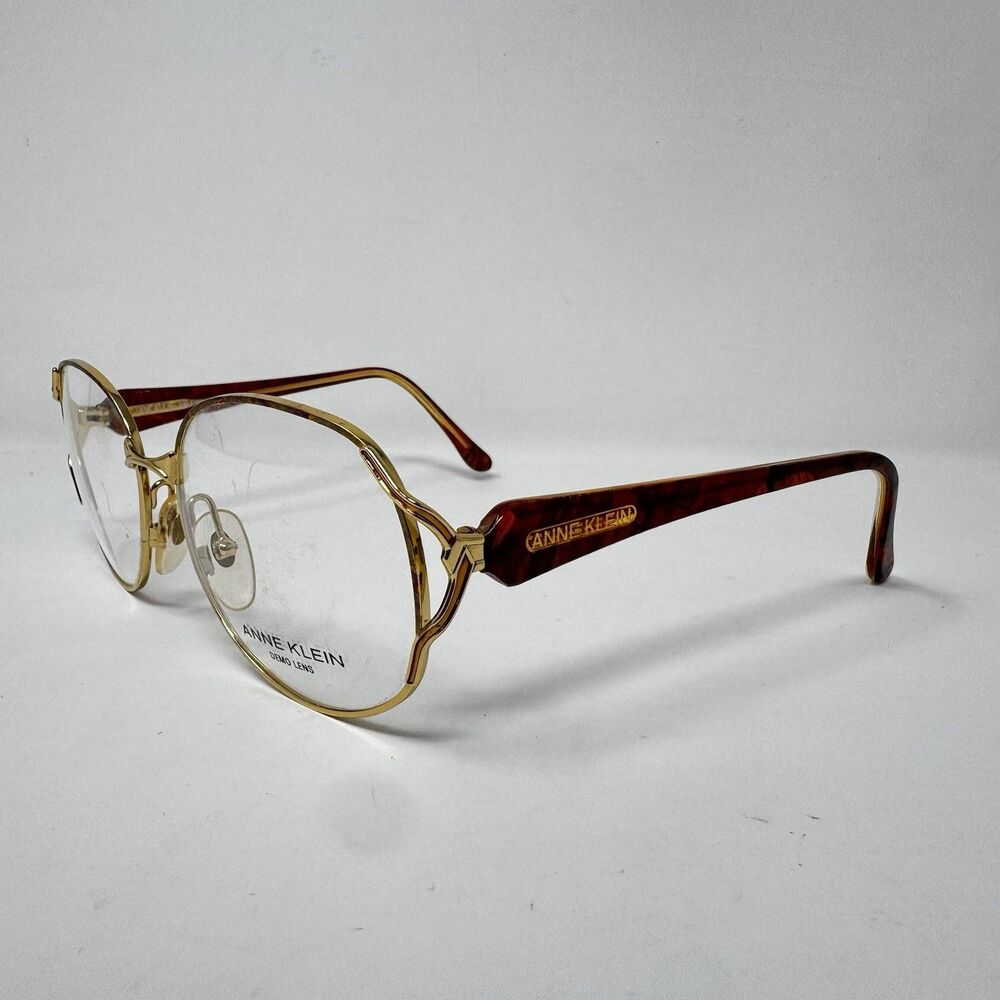 Vintage Anne Klein Valeria 322 Gold Tortoise Eyeglass Frames 56-17-135 New - Picture 2 of 10
